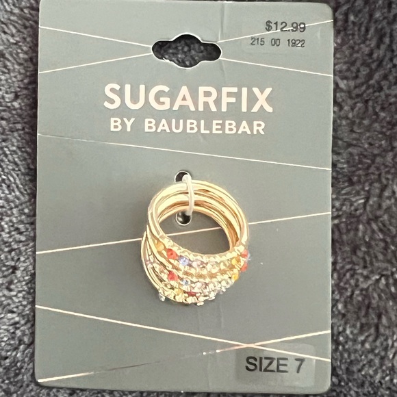SugarFix Rings. Set of 5 colorful rings. Size 7 - Picture 2 of 2
